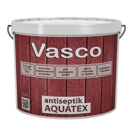 Vasco antiseptik AQUATEX антисептик для деревини для зовнішніх робіт 9л