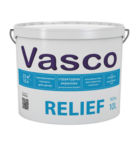 Vasco RELIEF универсальная структурная краска для фасадов и интерьеров 9л