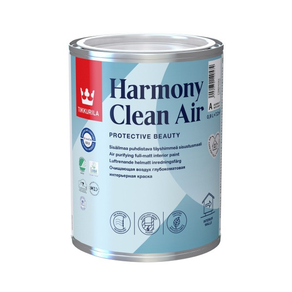 Краска акрилатная TIKKURILA Harmony Clean Air глубокий мат 0,9л