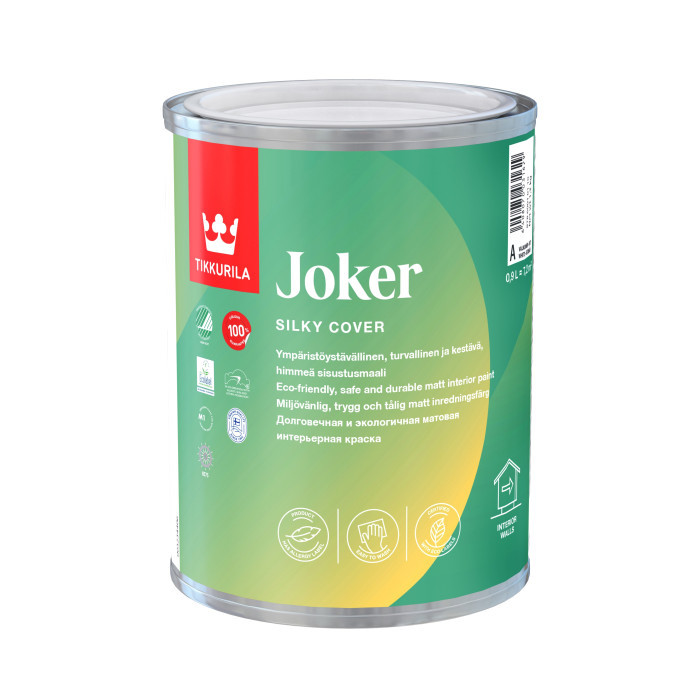 Акрилатная интерьерная краска Tikkurila Joker шелковистый мат белая 0.9л