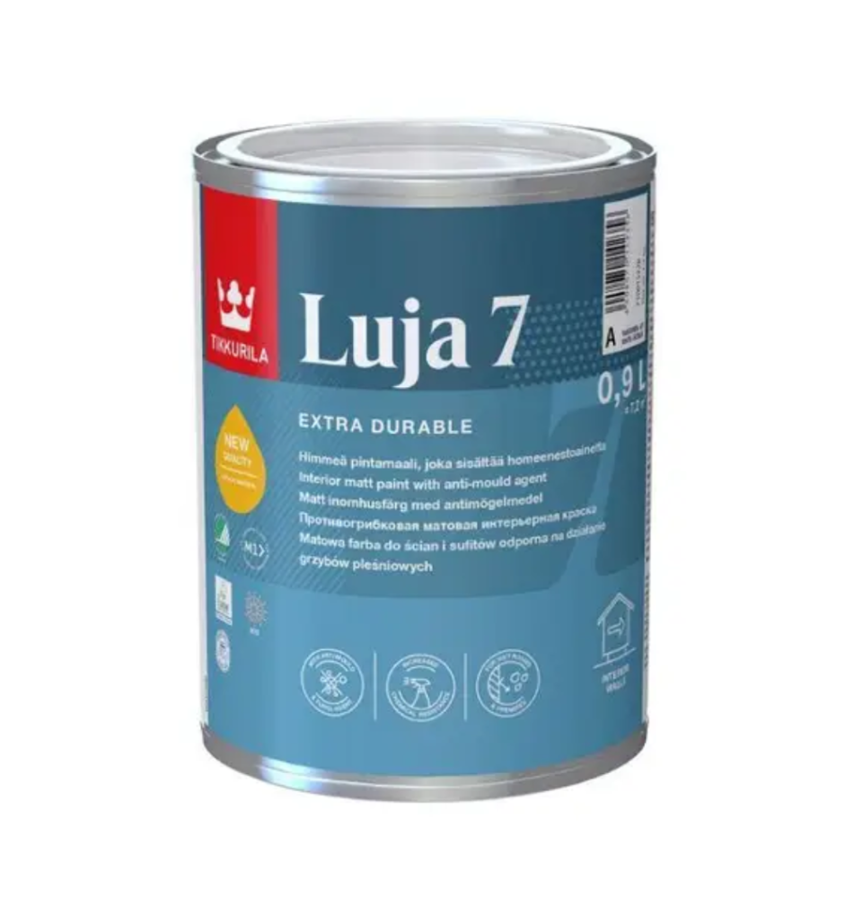Противогрибковая краска Tikkurila Luja 7 шелковистый мат белая 0.9л