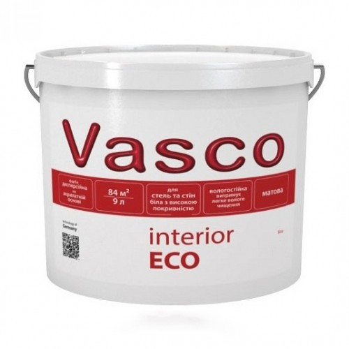 Vasco Interior ECO водно-дисперсионная краска для интерьеров 9л