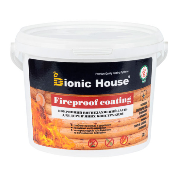 Bionic House Fireproof coating вогнезахисна фарба для дерева