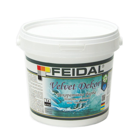 Матовая декоративная краска Feidal Velvet Dekor тип отточенто 1л