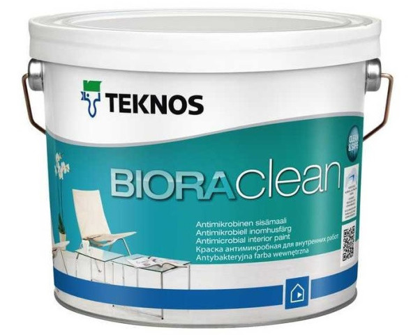 Teknos Biora Clean матовая, водоразбавляемая акрилатная краска 9 л