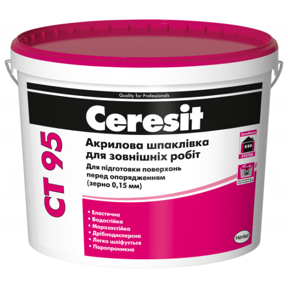 Ceresit CT 95 Акрилова шпаклівка для зовнішніх робіт 10л