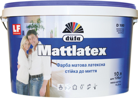 Dufa Mattlatex D100 латексна фарба для стін та стель 10л