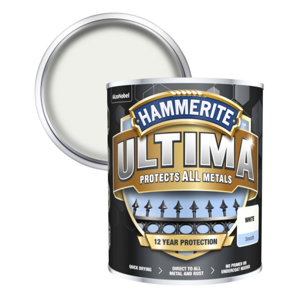 Hammerite Ultima Smooth фарба для металу, біла 2.2л