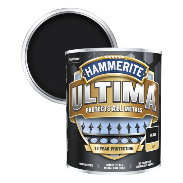 Hammerite Ultima Smooth фарба для металу, чорна 2.2л