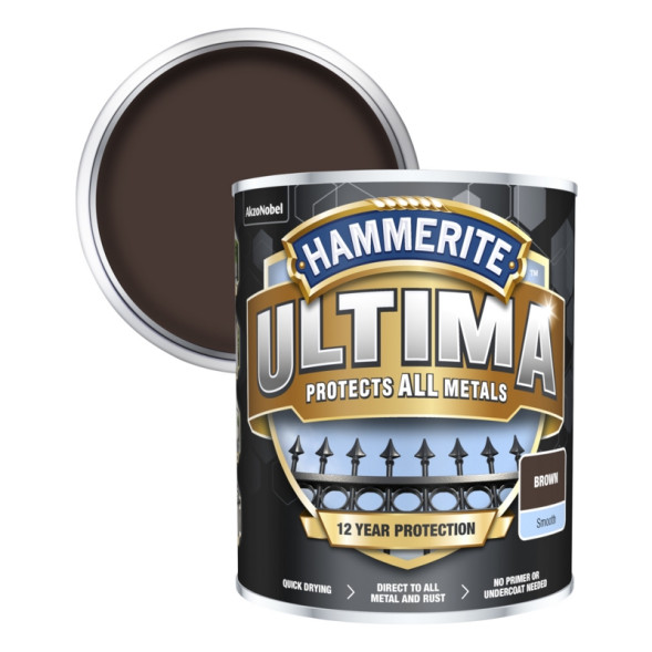 Hammerite Ultima Smooth фарба для металу, коричнева 2.2л