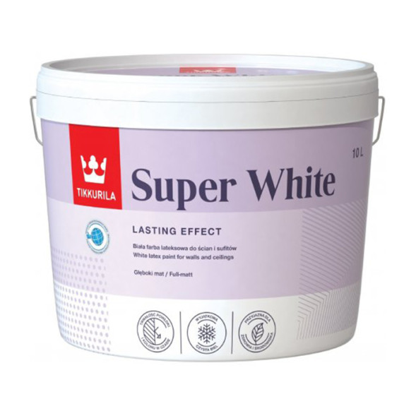 Tikkurila Super White біла акрилова фарба для стін та стелі 10л