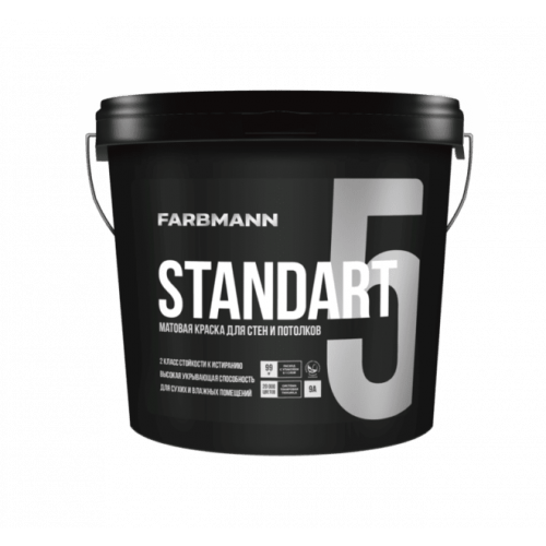 Farbmann Standart 5 Матова стійка до миття латексна фарба для внутрішніх робіт 9л